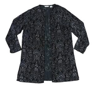 VTG 90s Laura Ashley Black & Silver Velvet Burnout Baroque Silk Blend Shawl M